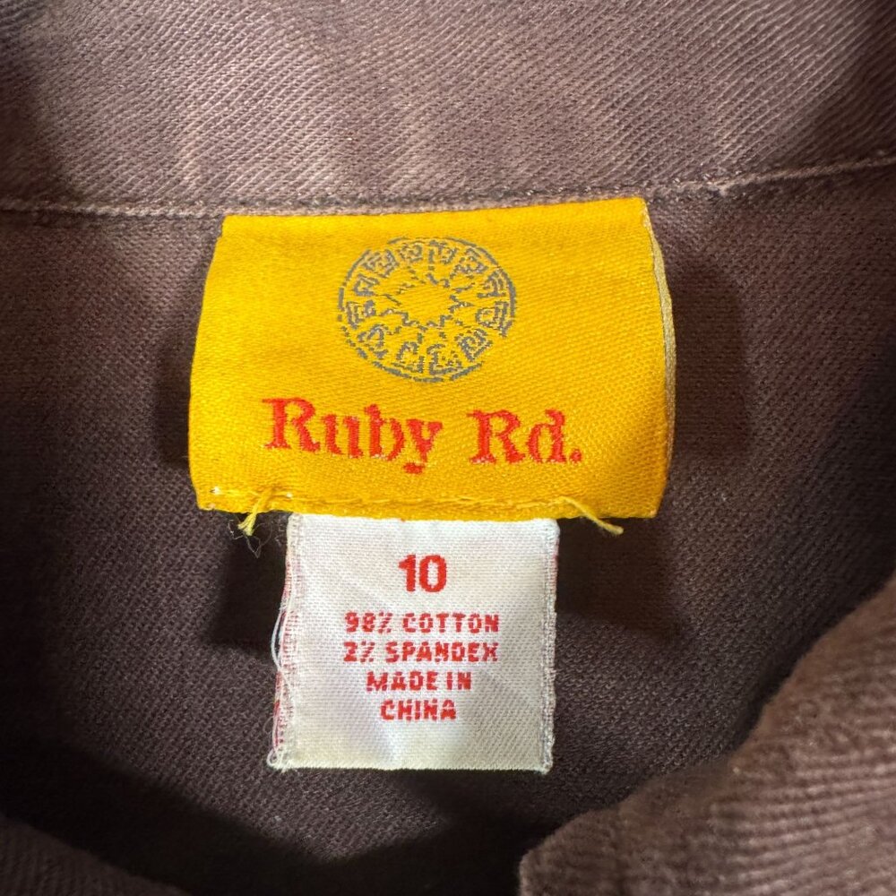 Ruby Rd Brown Embellished Hem Button Up Jacket Si… - image 4